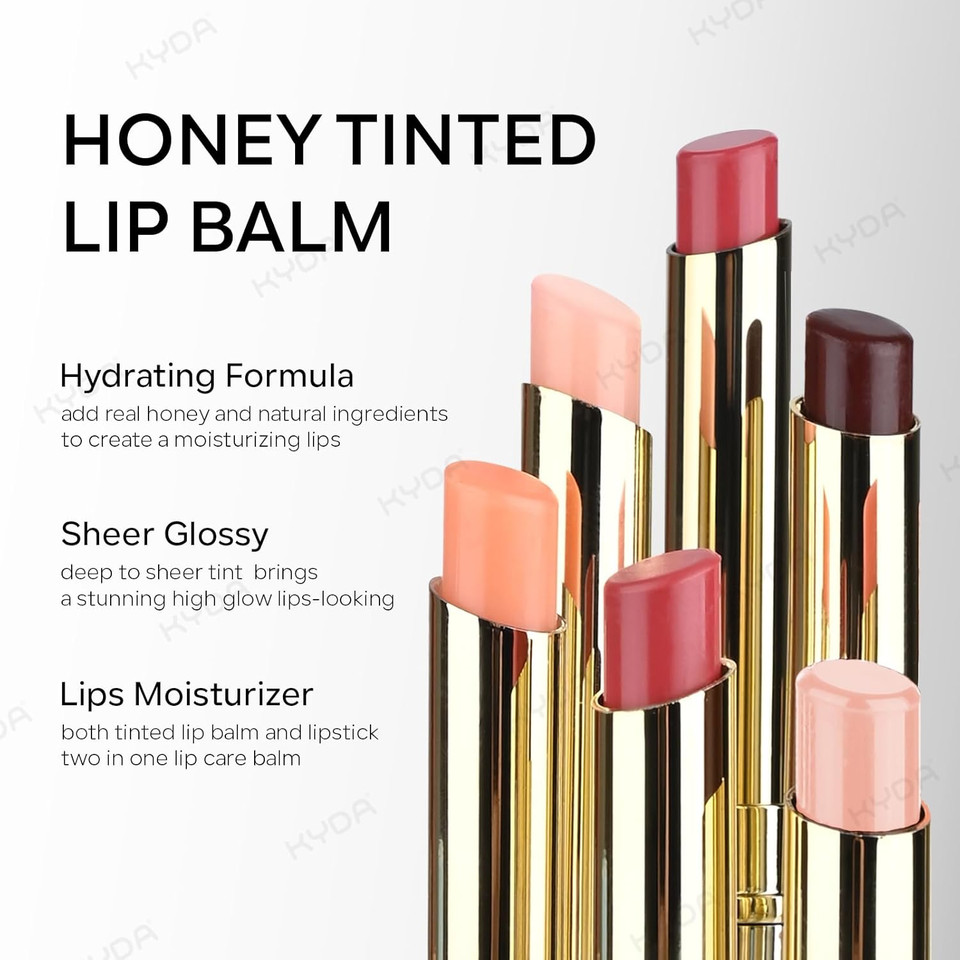 Kyda 2 Pcs Honey Lipstick Black Tinted Lip Balm, Sheer Hydrating Honey Lipstick, With A Hint Of Natural Sheer Tint, Moisturizing Lips Color, Nourishing Lip Balm - Black Candy