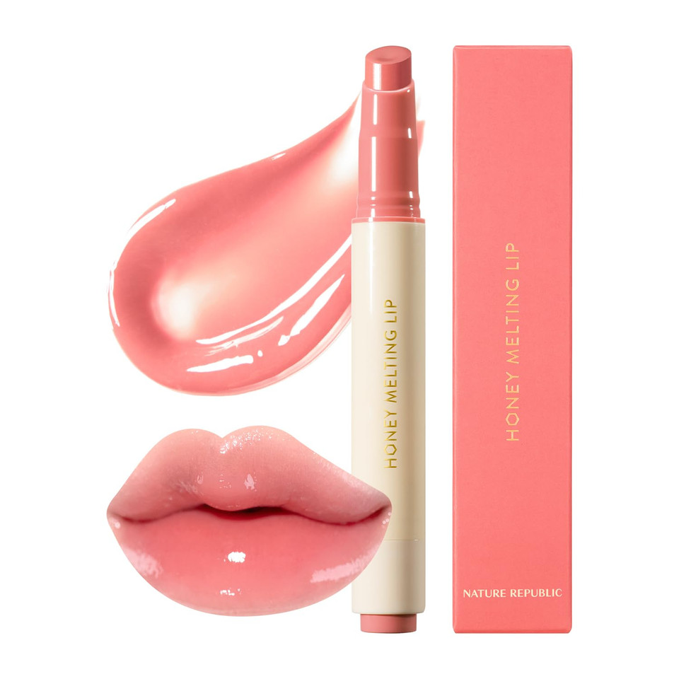 Nature Republic Honey Melting Lip (18 Rose Pink) Soft Lip Stick, Hydrating Gloss, Moisturizing Balms, Sheer Tint, Shine & Nude, Glowy Finish, Korean Make Up