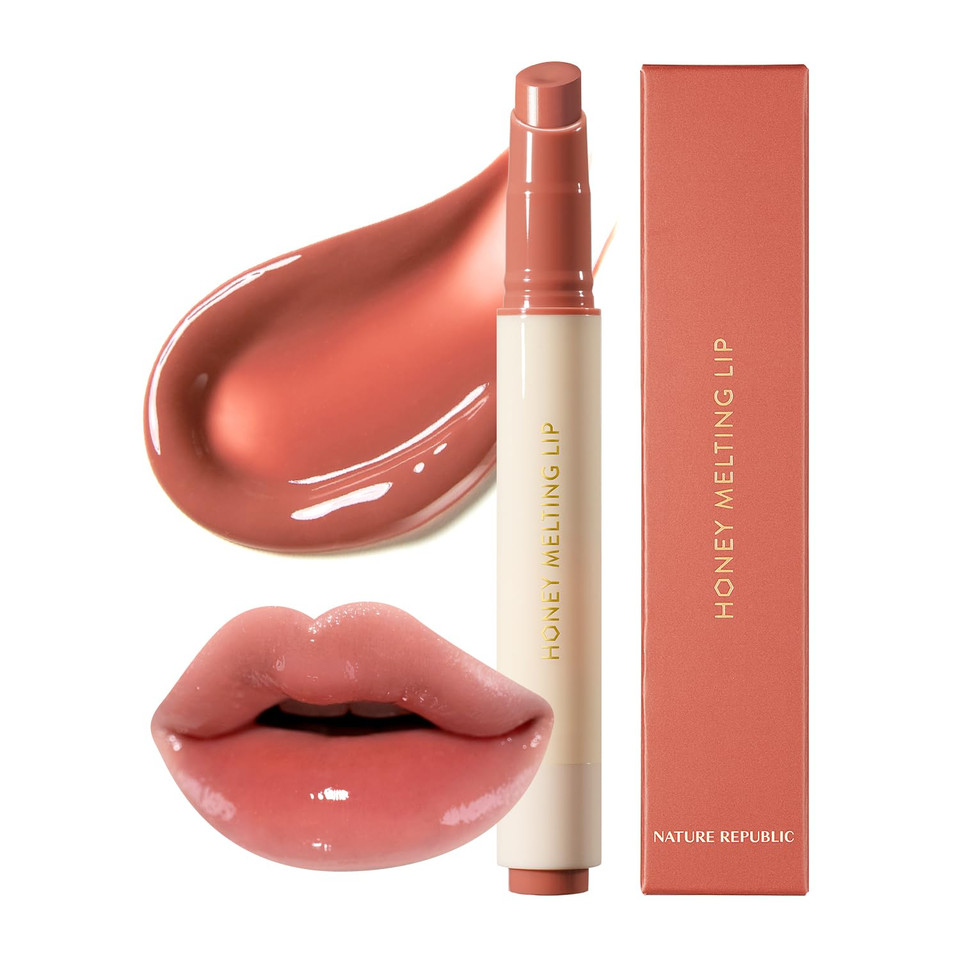 Nature Republic Honey Melting Lip (18 Rose Pink) Soft Lip Stick, Hydrating Gloss, Moisturizing Balms, Sheer Tint, Shine & Nude, Glowy Finish, Korean Make Up