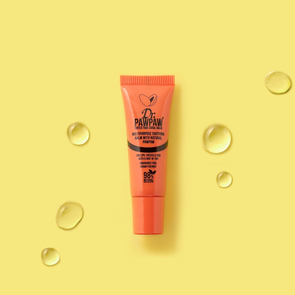 Dr. Pawpaw Multipurpose Soothing Tinted Balm - Lip Balm For Lips, Cheeks, Eyes  Tinted Lip Balm - Lip Moisturizer With Pawpaw - True Coral - 0.33 Oz