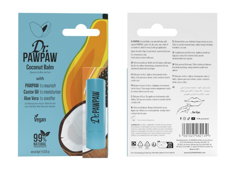 Dr. Pawpaw Original And Tropical Balms - Hydrating Lip Balm Moisturizers With Aloe Vera For Deep Nourishment - Castor Oil Enriched - 4 Pc