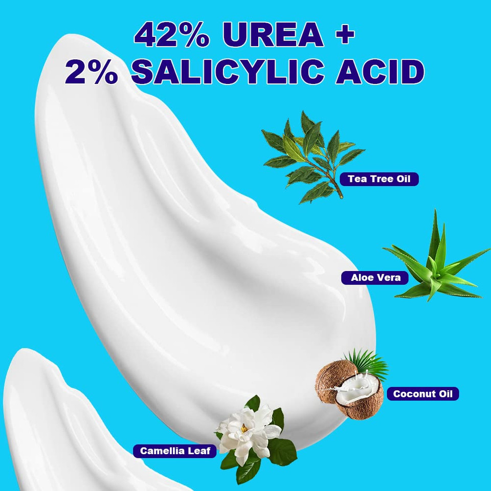 Urea Cream 42% - Premium Urea Foot Cream - With 2% Salicylic Acid, Tea Tree Oil, Shea Butter, Aloe Vera - For Feet, Hands, Heels, Elbows, Knees And More - 4 Oz Urea Cream 42% - Premium Urea Foot Cream - With 2% Salicylic Acid, Tea Tree Oil, Shea Butter, Aloe Vera - For Feet, Hands, Heels, Elbows, Knees And More - 4 Oz