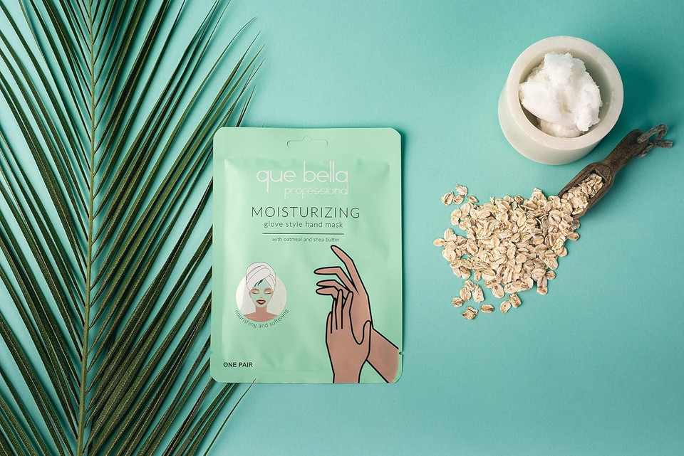 Que Bella Moisturizing Hand Mask, Oatmeal & Shea Butter, Glove Type