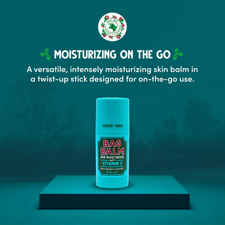 Bag Balm Original Skin Moisturizer Stick With Vitamin E - Hydrating & Soothing Balm For Dry Skin, Chapped Lips & Cracked Hands - Made In The Usa - Paraben-Free & Cruelty-Free Twist-Up Skin Care 1Oz