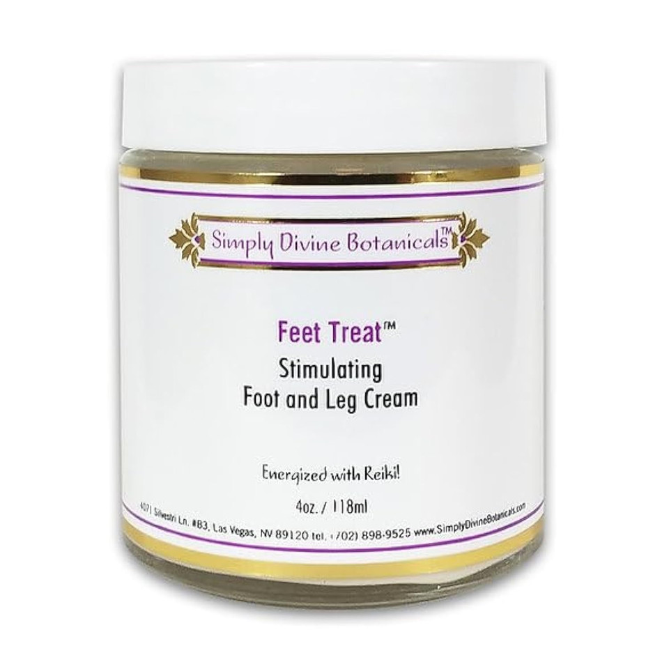Simply Divine Feet Treat Cream - Cooling And Stimulating Relief For Swollen Feet, Hands & Headaches - Organic Aloe, Peppermint & Spikenard, 4 Oz