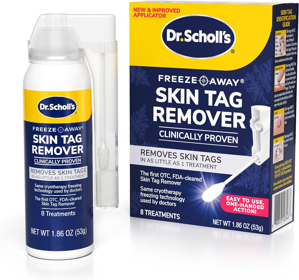 Dr. Scholl'S Freeze Away Skin Tag Remover - The First Fda Cleared, At Home Skin Tag Removal Kit. Clinically Proven Skin Tag Removal In As Little As 1 Treatment. 1 Skin Tag Removal Kit, 8 Treatments