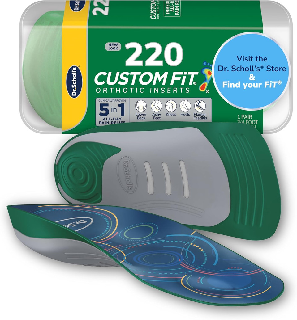Dr. SchollS Custom Fit Orthotics 3/4 Length Arch Support Shoe Inserts - Plantar Fasciitis Relief Insoles For Men And Women, Immediate All-Day Total Lower Body Pain Relief, Fsa Hsa Eligible, Cf220