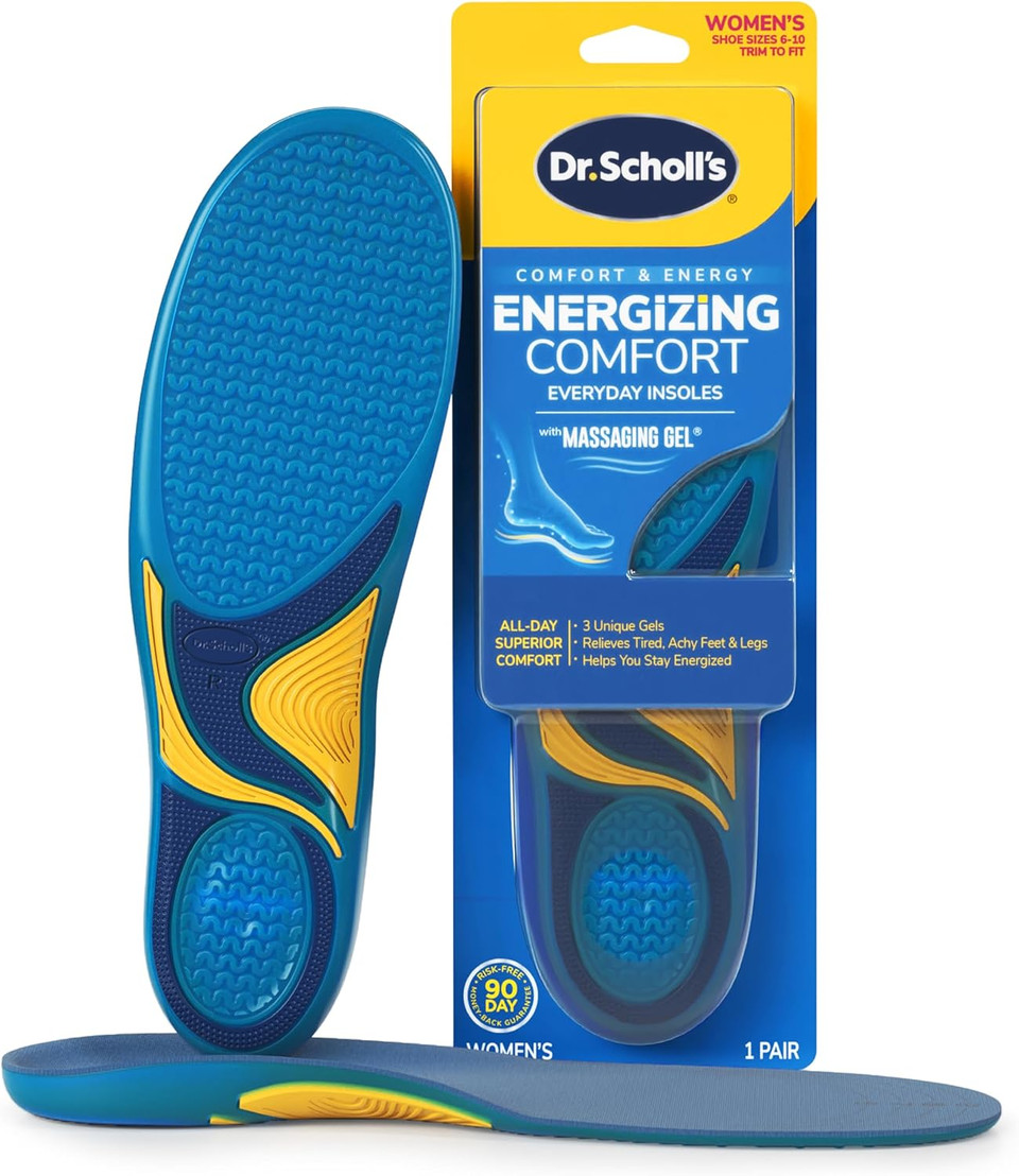 Dr. SchollS Energizing Comfort WomenS Everyday Insoles With Massaging Gel - Clinically Proven, All-Day Energy And Comfort Inserts With Patented Triple Gel Design - Shock Absorbing, Arch Support