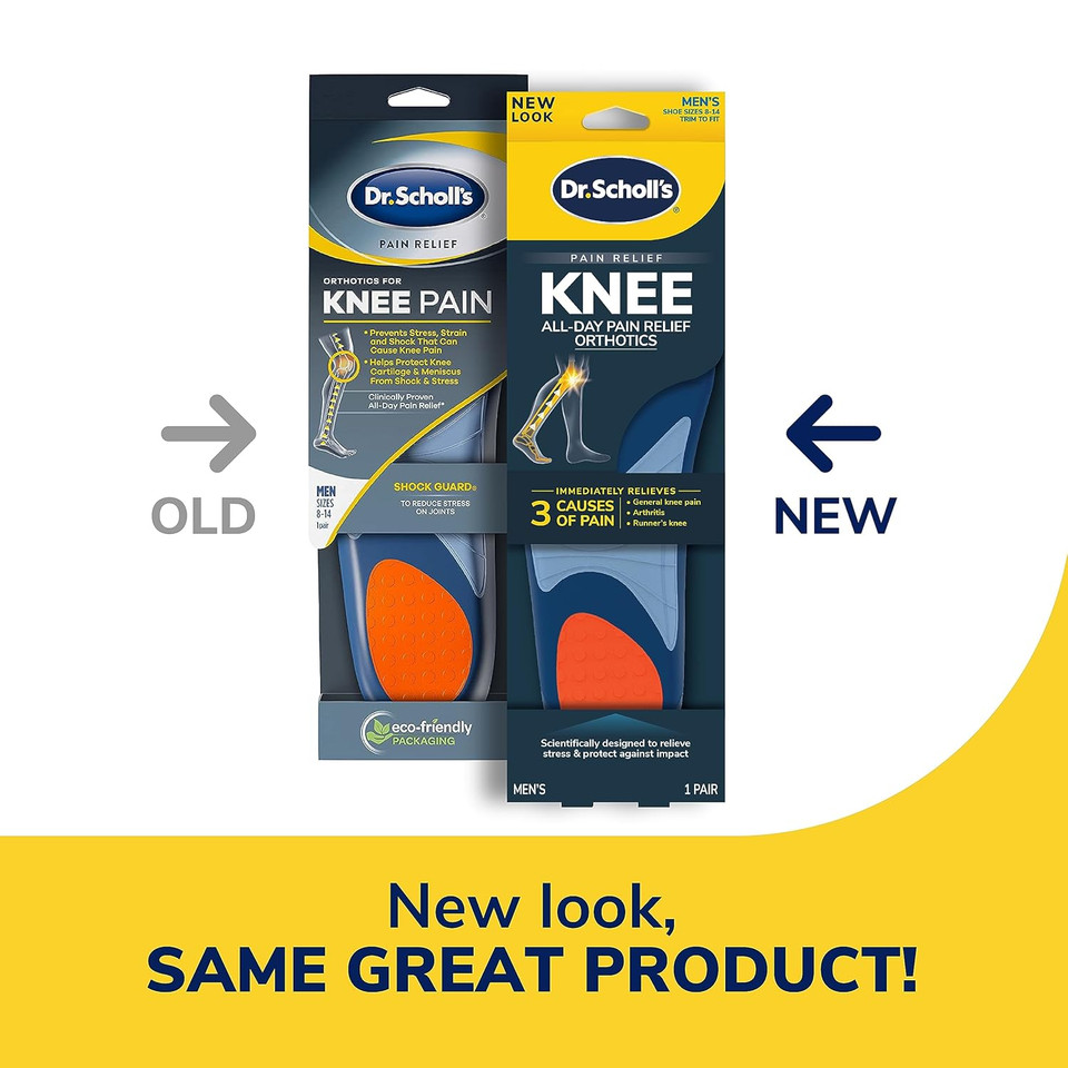 Dr. Scholl'S Knee All-Day Pain Relief Orthotics - Insoles For Immediate And All-Day Knee Pain Relief Including Pain From Osteoarthritis And RunnerS Knee, Size 8-14, 1 Pair, Trim To Fit Inserts