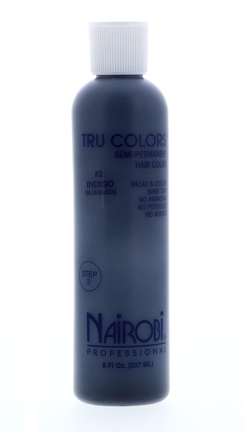 Nairobi Tru Colors Semi Permanent Hair Color No.2 Indigo (Blue/Black) For Unisex, 8 Ounce