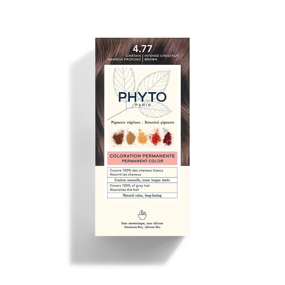 Phyto Phytocolor Permanent Hair Color With Botanical Pigments, 100% Grey Hair Coverage, Ammonia-Free, Ppd-Free, Resorcin-Free, 0.42 Oz