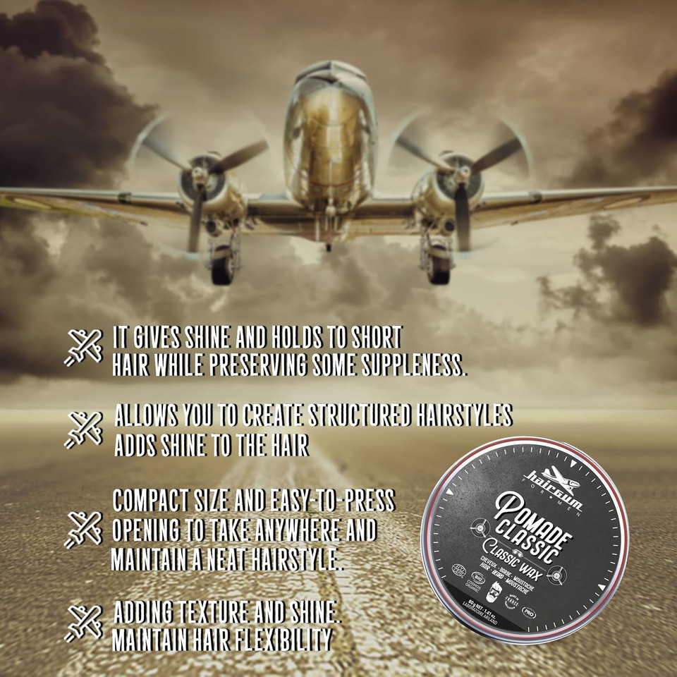 Hairgum Beard Styling Wax And Hair Pomade - Mens Classic Organic Hair Wax - Natural Hair Styling Wax With Easy Style - Firm Hold Hair Pomade For All Hair Type - High Shine Hair Wax Lasts All Day Long