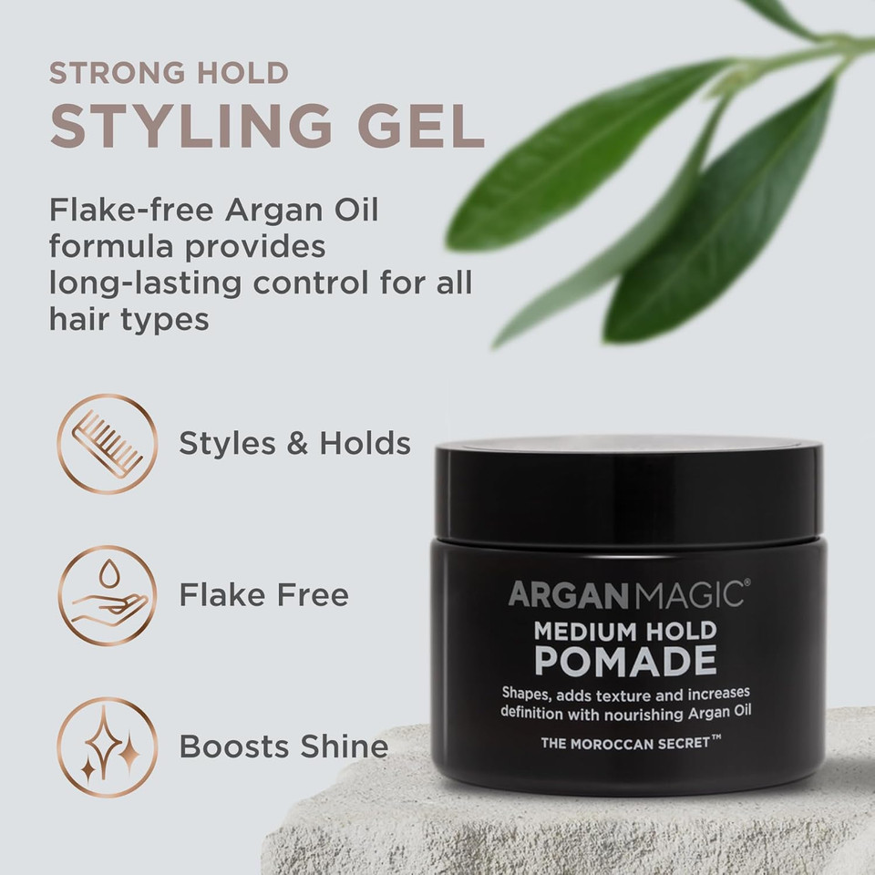 Argan Magic Medium Hold Pomade With Argan Oil | Shapes, Adds Texture, Increases Definition | Made In Usa, Paraben Free, Cruelty Free (8 Oz) Argan Magic Medium Hold Pomade With Argan Oil | Shapes, Adds Texture, Increases Definition | Made In Usa, Paraben Free, Cruelty Free (8 Oz)