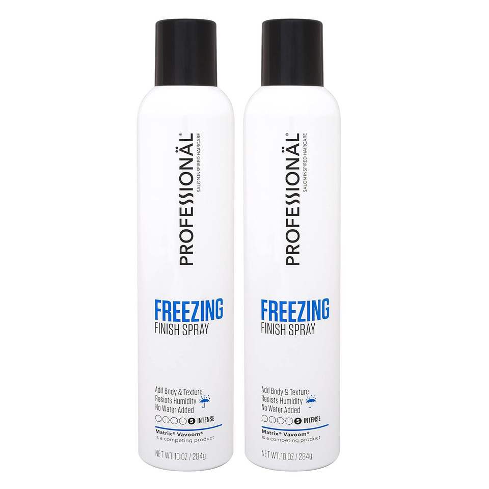 Professional Freezing Finish Hair Spray - (2-Pack) 10 Oz - 55% Voc Extra Strong Intense Hold - Humidity-Resistant Finish Spray