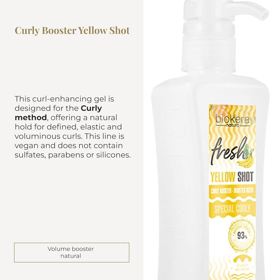 Salerm - Curl Activator Gel - Curly Booster Yellow Shot - 300 Ml - Biokera Fresh - Defined Curls - Deep Hair Hydration - Natural Hold - Sulfate-Free And Paraben-Free - Vegan