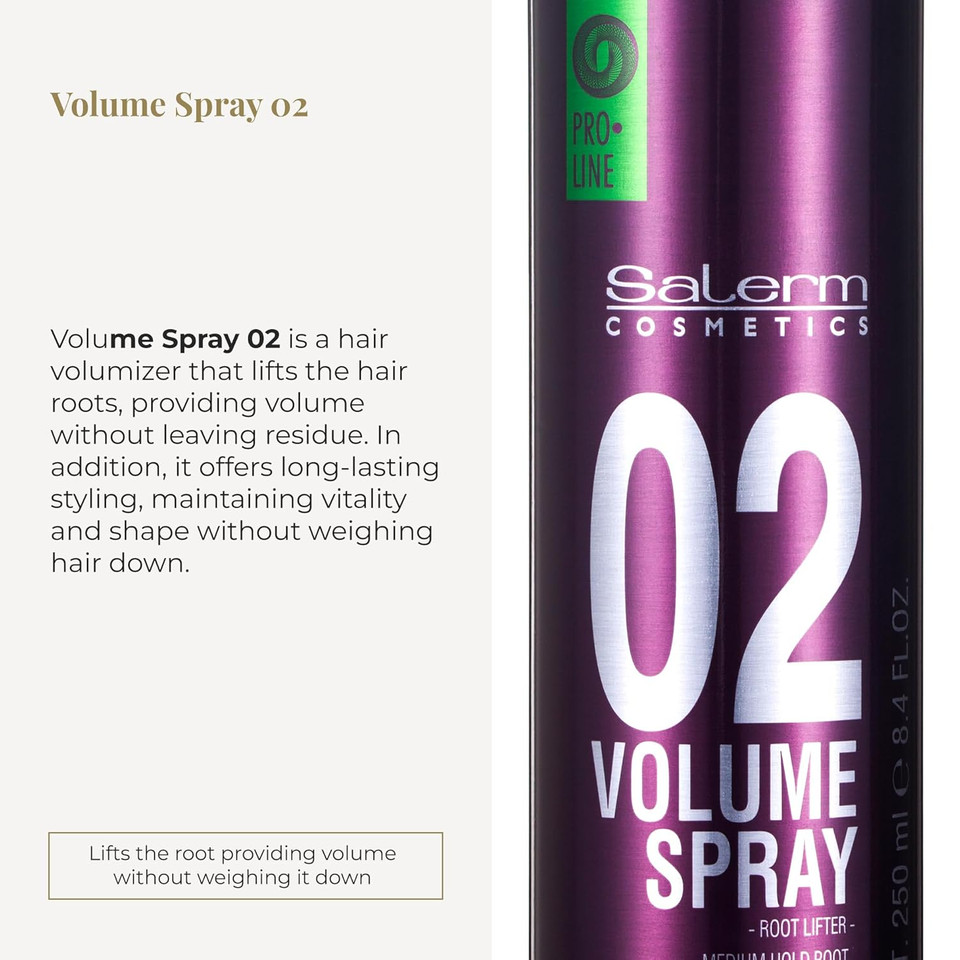 Salerm - Volumizing Hair Spray - Pro Line Volume Spray 02-250 Ml - Lifts The Roots - Adds Volume To Hair Without Weighing It Down - Humidity Resistant For Long-Lasting Hold - Heat Protector
