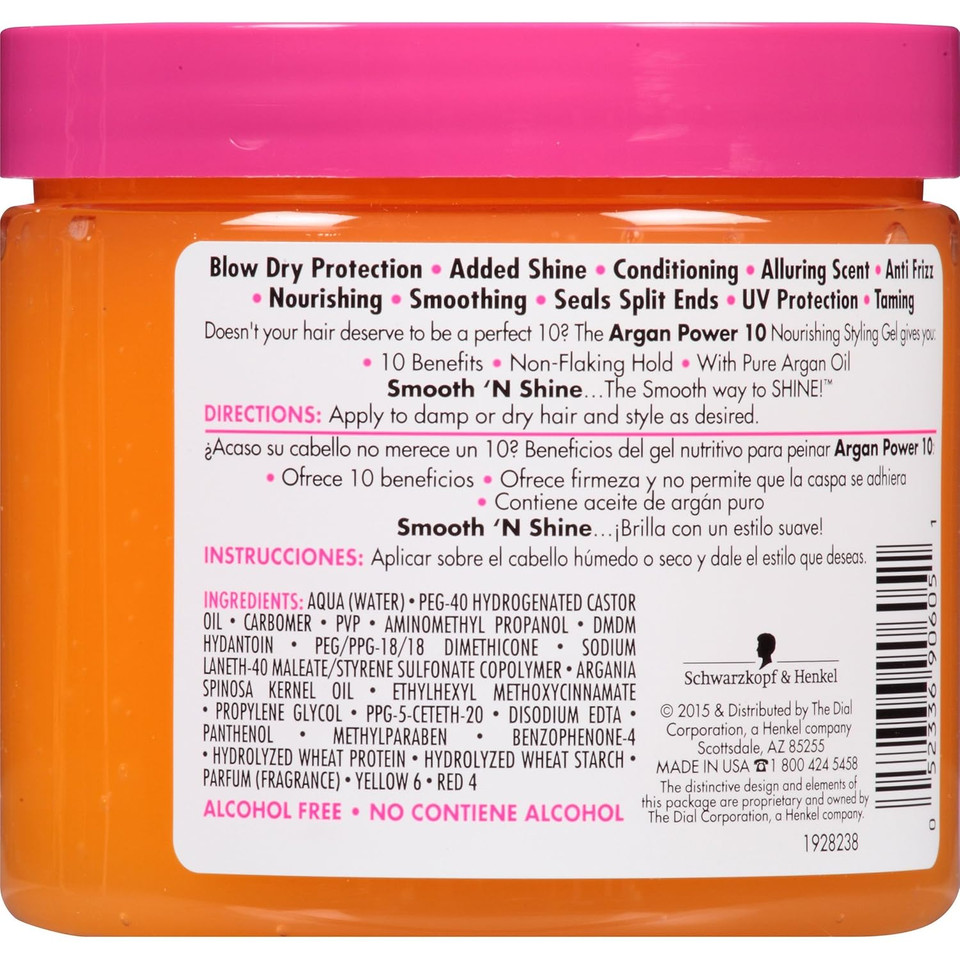 Smooth N Shine Argan Power 10 Nourishing Styling Gel, 16 Ounce