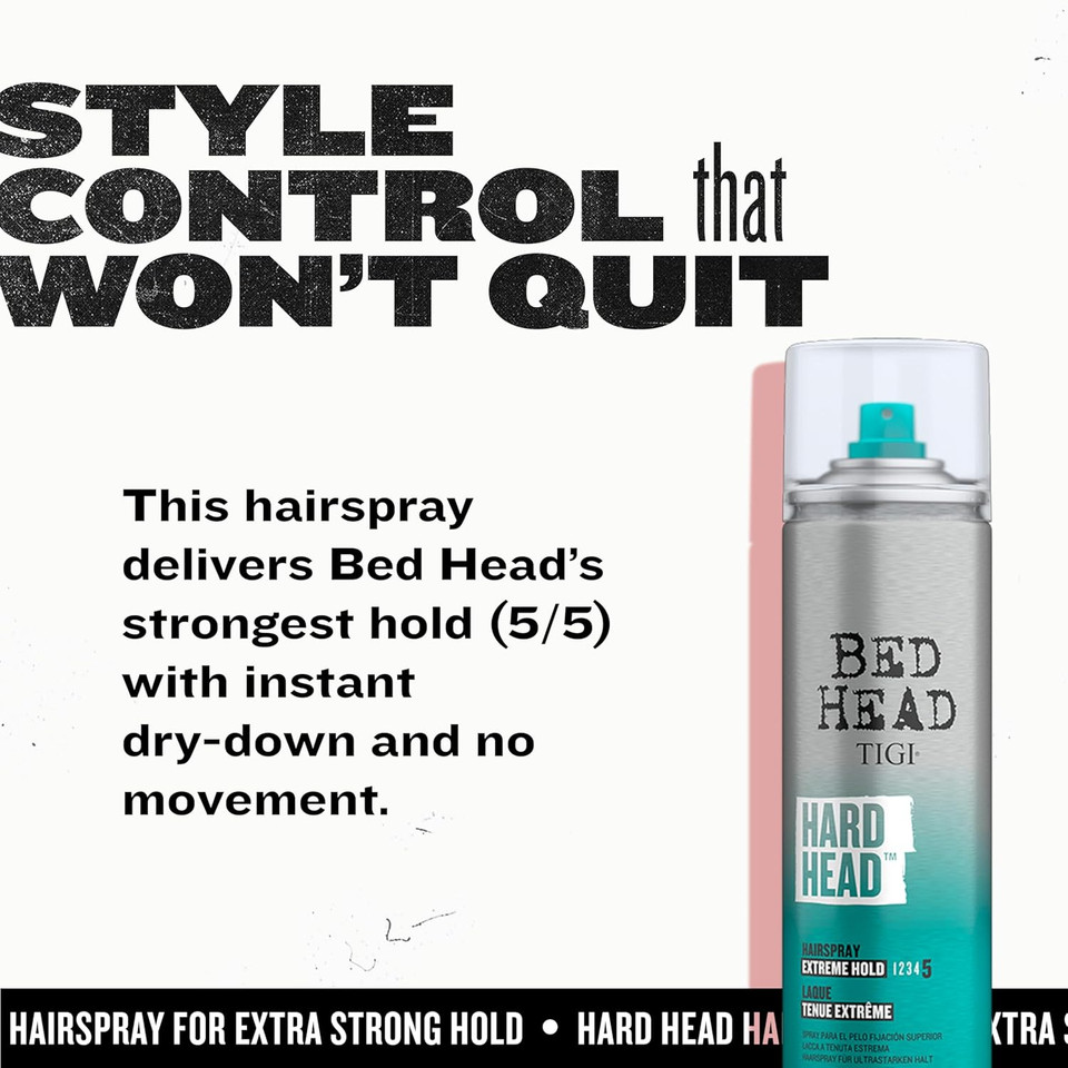 Tigi Bed Head Travel Hairspray Extra Hold Hard Head Hair Care Spray For All Hair Types, 3 Oz, Mini Hair Spray