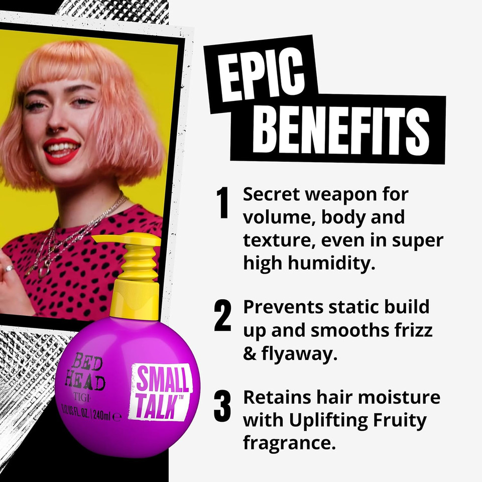 Bed Head Tigi Small Talk Voluminous Hair Thickening Cream - For Fine, Thin & Flat Hair - Premium Thickening Product - 8 Oz (3 Pack)