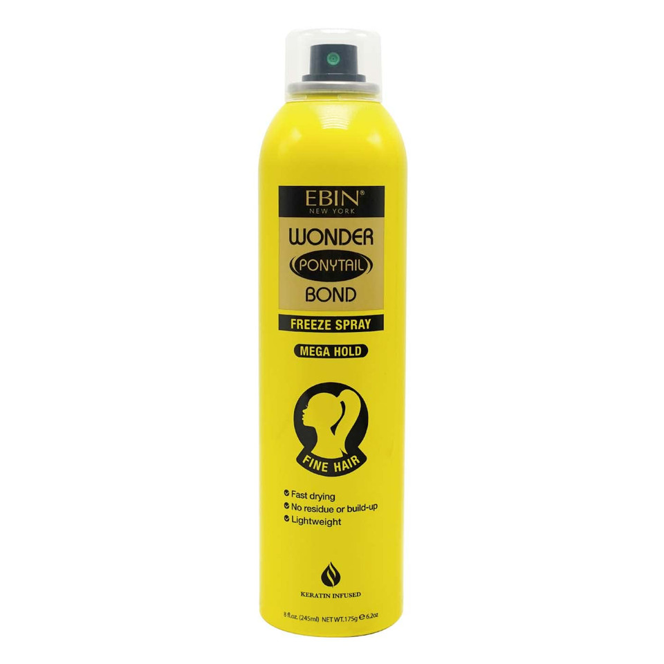 Ebin New York Wonder Ponytail Bond Freeze Spray Firm Hold - Medium Hair 8Oz/ 245Ml |Long Lasting Hold, 24-Hour Frizz Control, Shine Enhancing, Fast-Drying, Lightweight, All Hair Types
