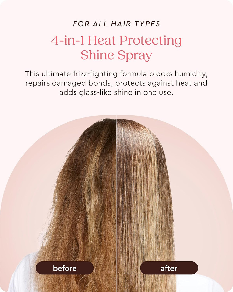 Glaze Mirrorglaze Super Sleek Hair Shine Spray  Transforms Frizz To Glass-Like Shine, Protects From Heat, Blocks Humidity + Repairs Bonds  6.4 Oz