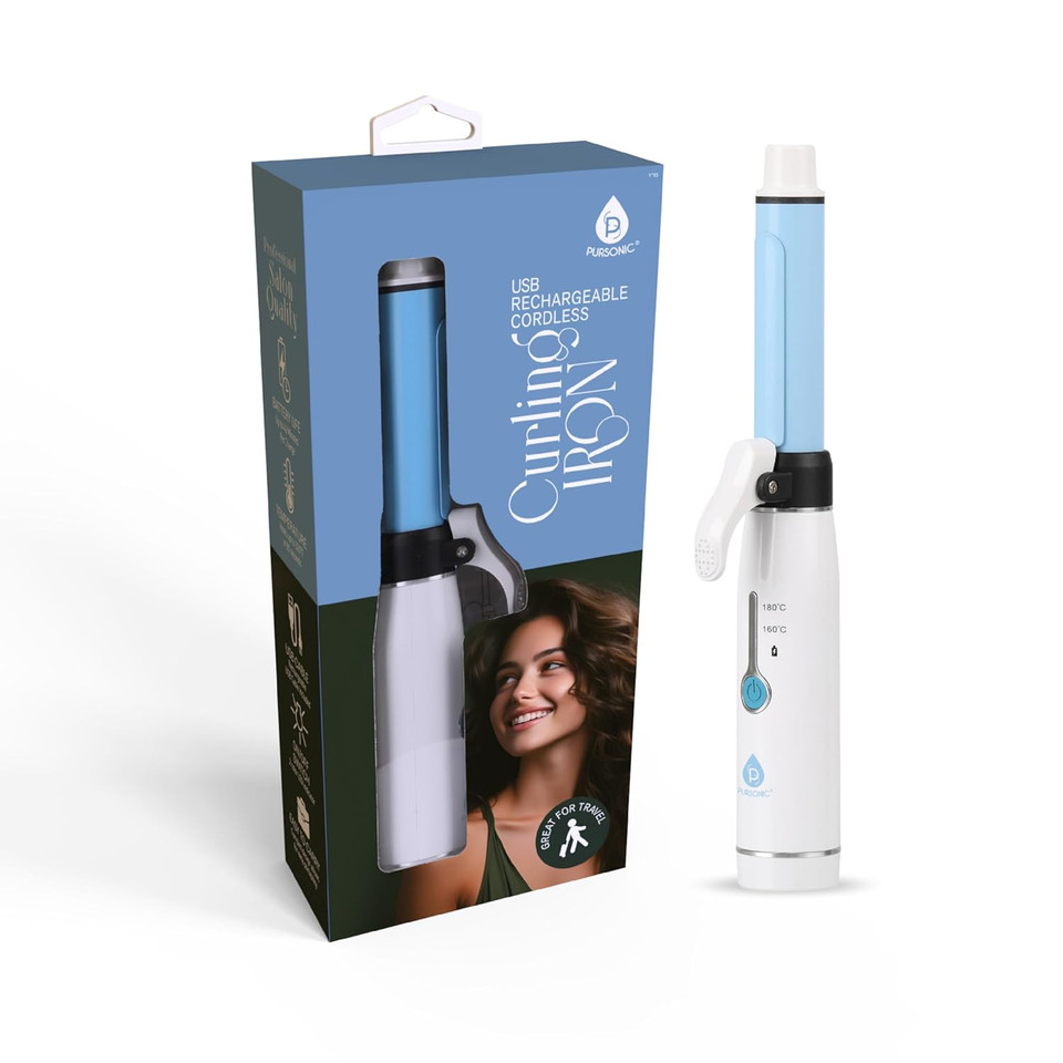 Pursonic Portable Cordless Professional Salon Quality Rechargeable Usb Curling Iron, Easy To Carry, Charge Up To 40 Minutes Of Use Pursonic Portable Cordless Professional Salon Quality Rechargeable Usb Curling Iron, Easy To Carry, Charge Up To 40 Minutes Of Use