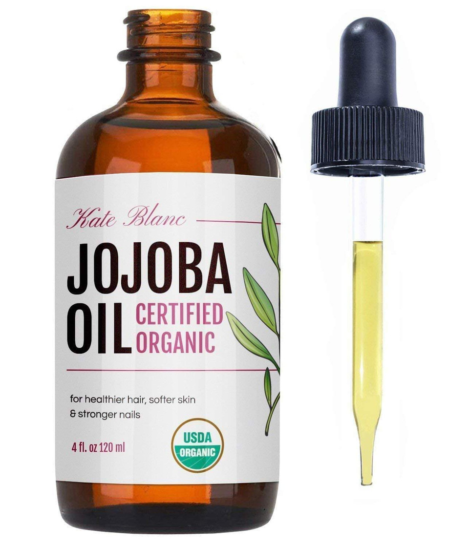 Kate Blanc Cosmetics Jojoba Oil For Hair, Face & Skin. Gua Sha Oil For Face Massage And Dermaplaning (4Oz, Organic, 100% Pure, Natural)