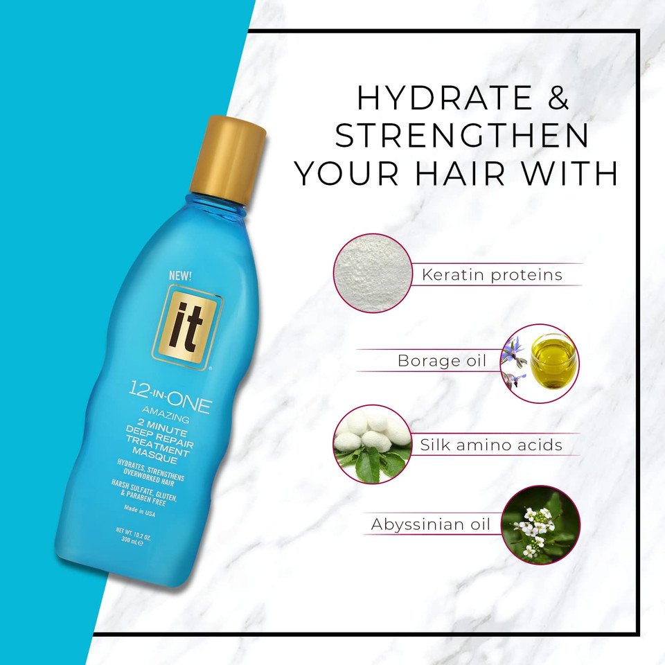 12-In-One Amazing Deep Repair Hair Treatment Masque - Infused With Argan, & Coconut Oil To Repair, Hydrate & Smooth Hair - Conditioning Treatment Strengthens & Protects Overworked Hair