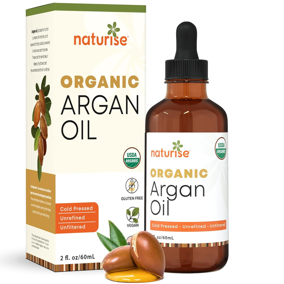 Organic Argan Oil For Hair & Skin  Cold Pressed, Unrefined, Pure Argan Oil Of Morocco For Face Skin Moisture & Hair Growth  Non-Gmo, Gluten Free Oils With Vitamins & Fatty Acids (2 Fl. Oz.)