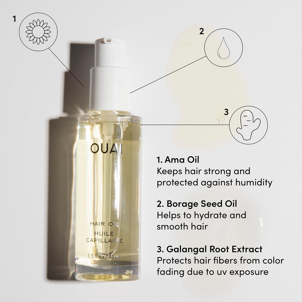 Ouai Hair Oil Travel Size - Hair Heat Protectant Oil For Frizz Control - Adds Shine And Smooths Split Ends - Color Safe Formula - Paraben, Phthalate And Sulfate Free (0.45 Oz)