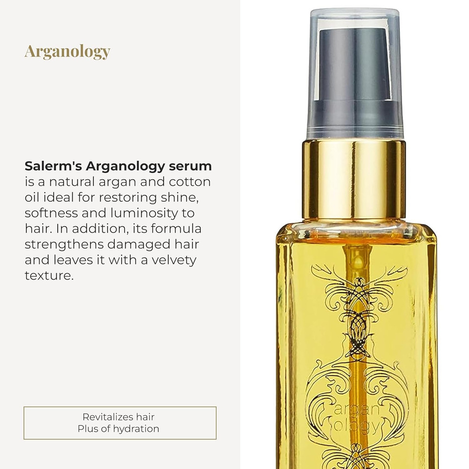 Salerm - Argan Oil Hair Serum - Biokera Arganology - 60 Ml - For Very Dry And Damaged Hair - Nutrition And Shine - Revitalizes Hair - Extra Hydration