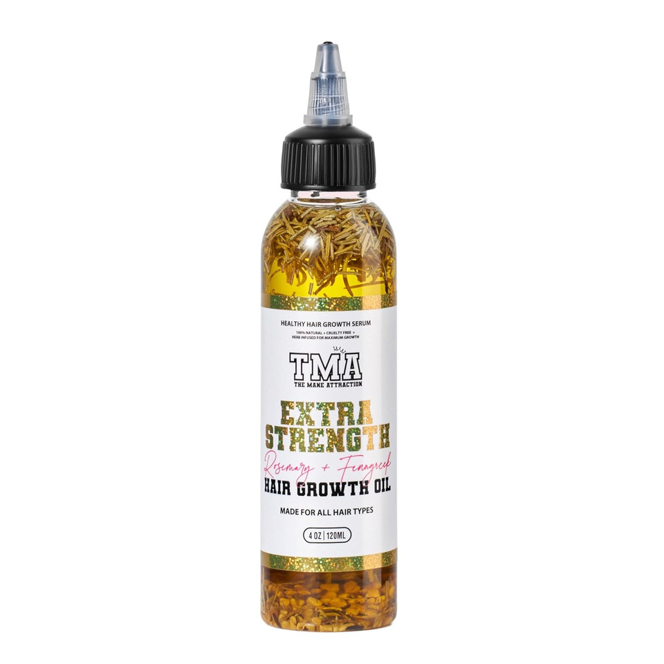 The Mane Attraction Extra Strength Rosemary + Fenugreek Herbal Hair Growth Oil | Infused With Castor Oil For All Hair Types Mini, 2Oz