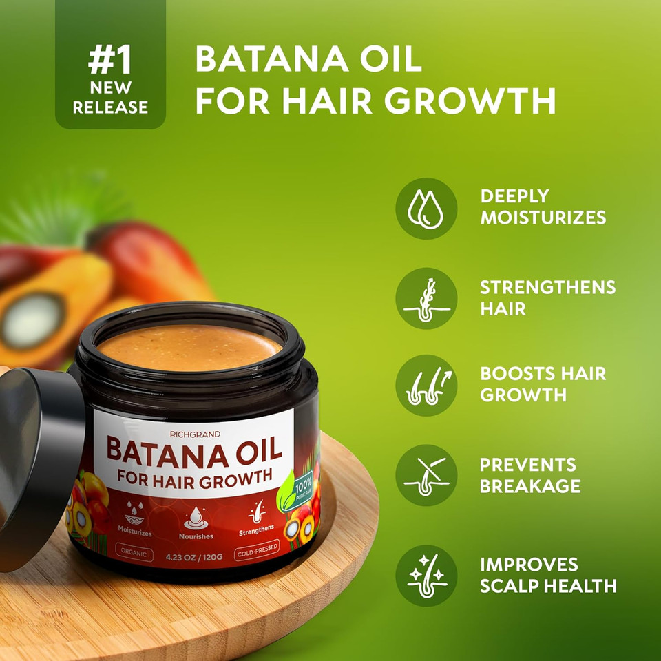 Batana Oil For Hair Growth - 100% Raw & Organic Dr Sebi Batana Oil - Cold-Pressed & Pure Unrefined Batana Hair Mask For Women & Men - Enhances Hair Thickness, Prevents Loss, Repairs Split Ends Batana Oil For Hair Growth - 100% Raw & Organic Dr Sebi Batana Oil - Cold-Pressed & Pure Unrefined Batana Hair Mask For Women & Men - Enhances Hair Thickness, Prevents Loss, Repairs Split Ends