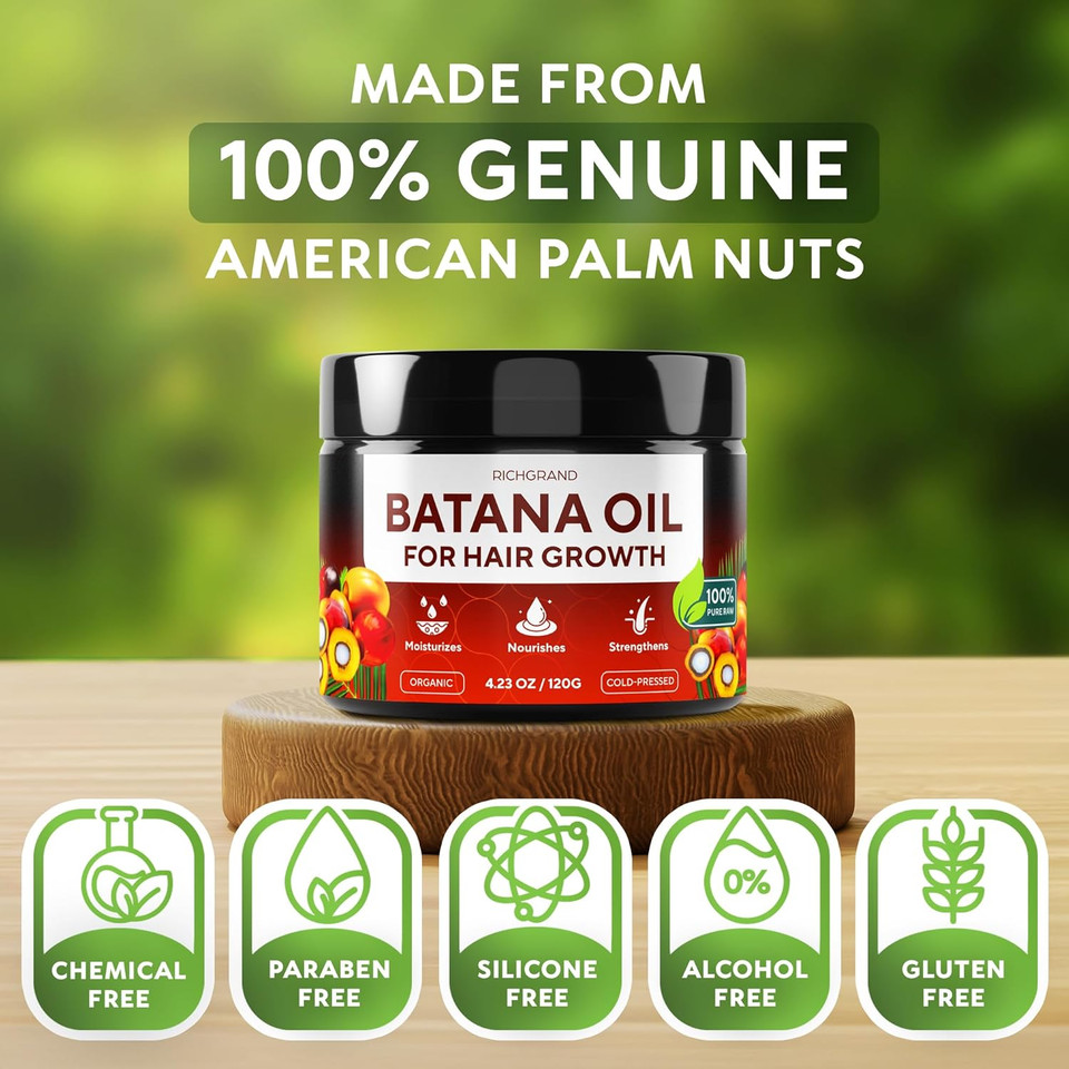 Batana Oil For Hair Growth - 100% Raw & Organic Dr Sebi Batana Oil - Cold-Pressed & Pure Unrefined Batana Hair Mask For Women & Men - Enhances Hair Thickness, Prevents Loss, Repairs Split Ends Batana Oil For Hair Growth - 100% Raw & Organic Dr Sebi Batana Oil - Cold-Pressed & Pure Unrefined Batana Hair Mask For Women & Men - Enhances Hair Thickness, Prevents Loss, Repairs Split Ends