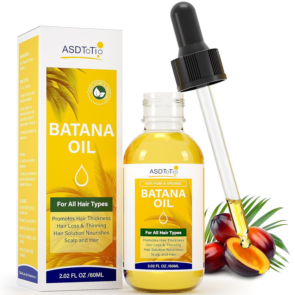 Raw Batana Oil For Hair Growth- 100% Organic & Natural, Dr. Sebi Batana Oil - Prevent Hair Loss, Moisturize Scalp, Eliminate Hair Split Ends Hair For Men & Women, All Hair Types 2 Fl Oz