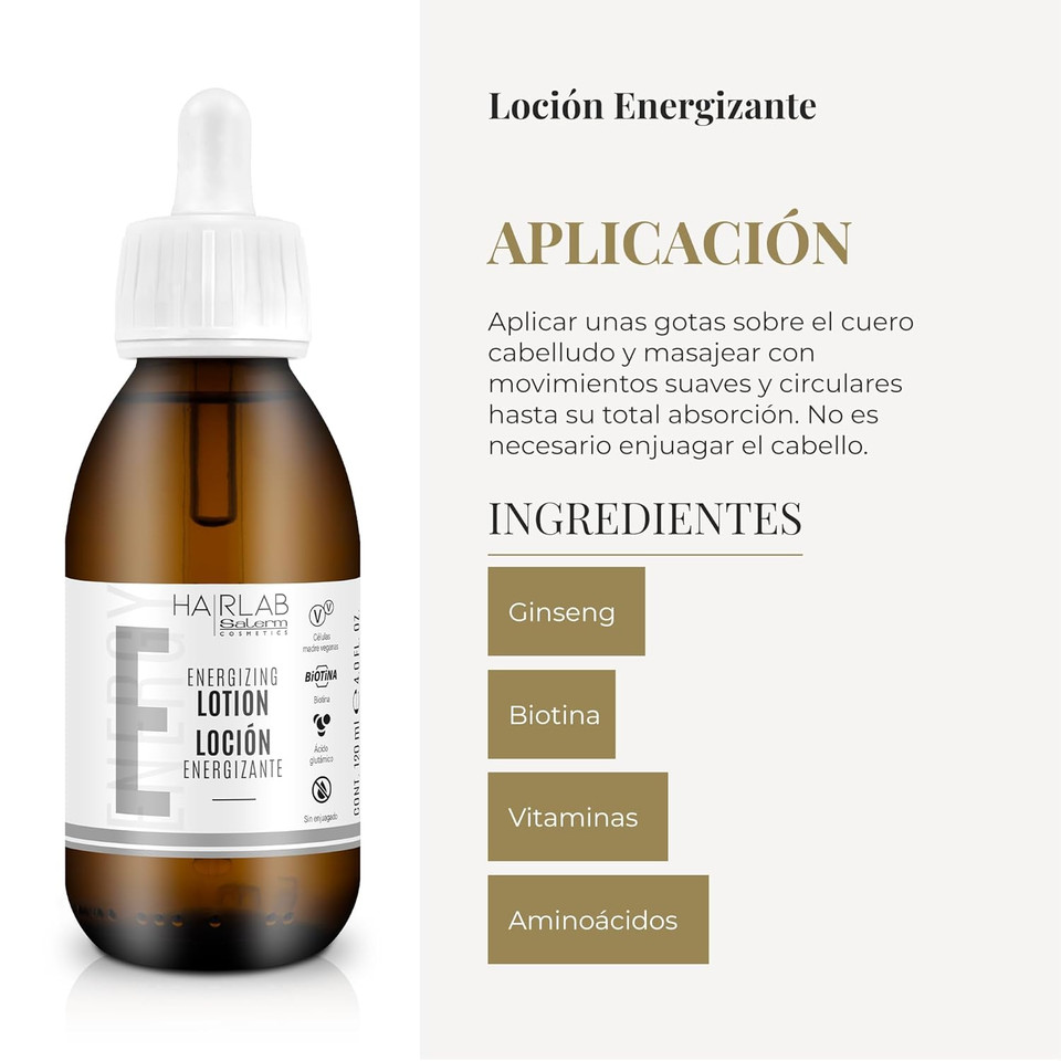 Salerm Hairlab Energizing Lotion Clinically Tested Hair Strengthener, 4.0 Ounce