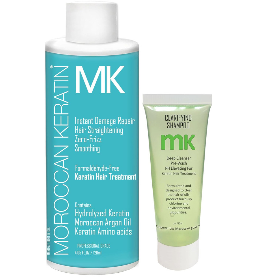 Mk Moroccan Keratin Express Straightening Formaldehyde-Free Brazilian Keratin Hair Treatment Kit Naturally Boosted Organic Looking Results Keratina Para Alisar El Pelo