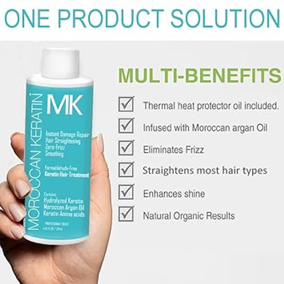 Mk Moroccan Keratin Express Straightening Formaldehyde-Free Brazilian Keratin Hair Treatment Kit Naturally Boosted Organic Looking Results Keratina Para Alisar El Pelo