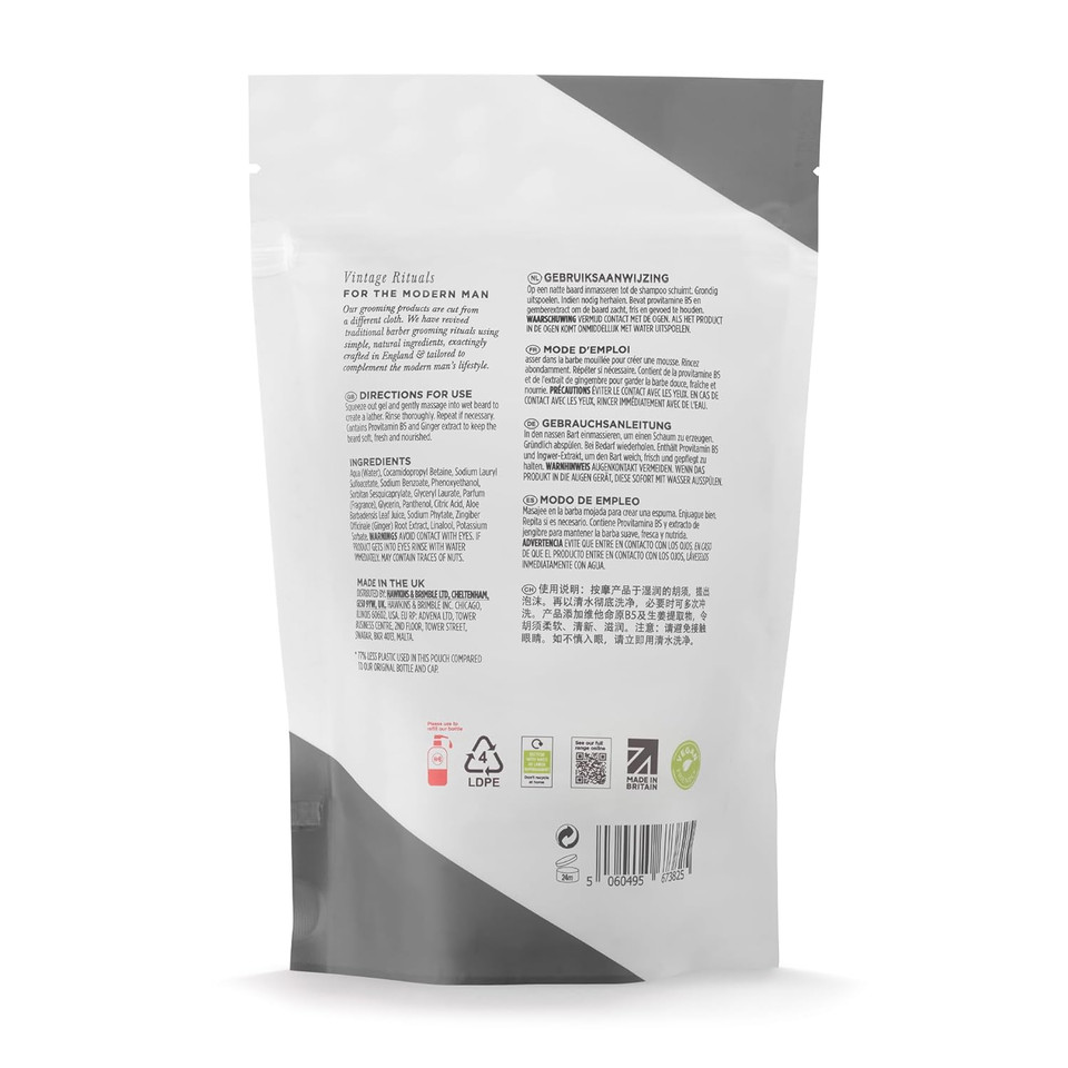 Hawkins & Brimble Beard Shampoo Refill Pouch 10.1 Fl Oz