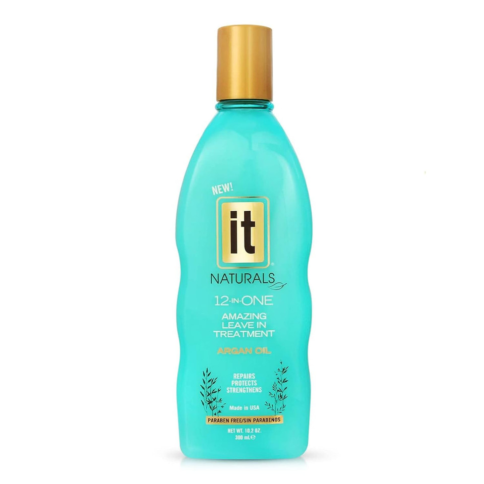It Naturals Argan Oil 12-In-One Amazing Leave In Treatment, 10.2Oz - Repairs, Protects & Strengthen Hair Split Ends & Breakage - For All Hair Types - Moisturizing & Volumizing - Paraben Free