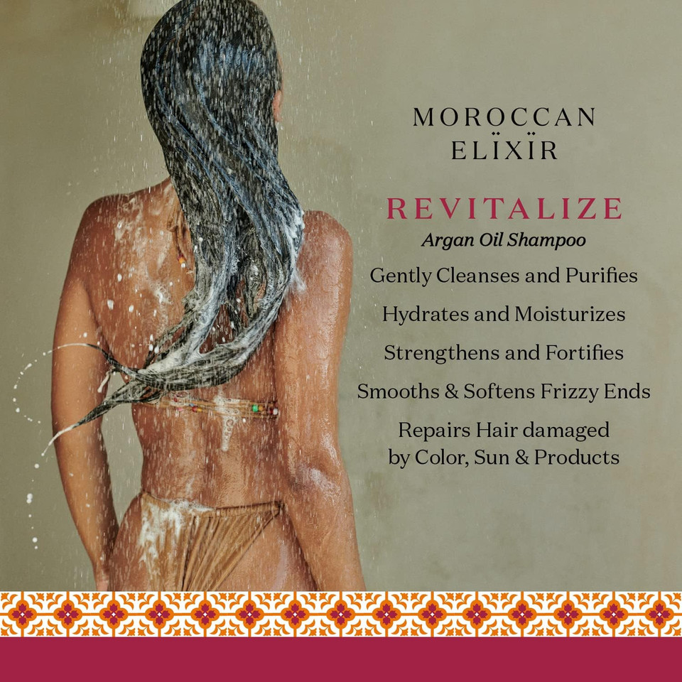 Revitalize Argan Oil Shampoo, Paraben And Sulfate Free Shampoo Repairs Dry, Damaged, Color-Treated Hair, Tames Frizz And Promotes Growth For Strong, Shiny Hair (8.5Oz)