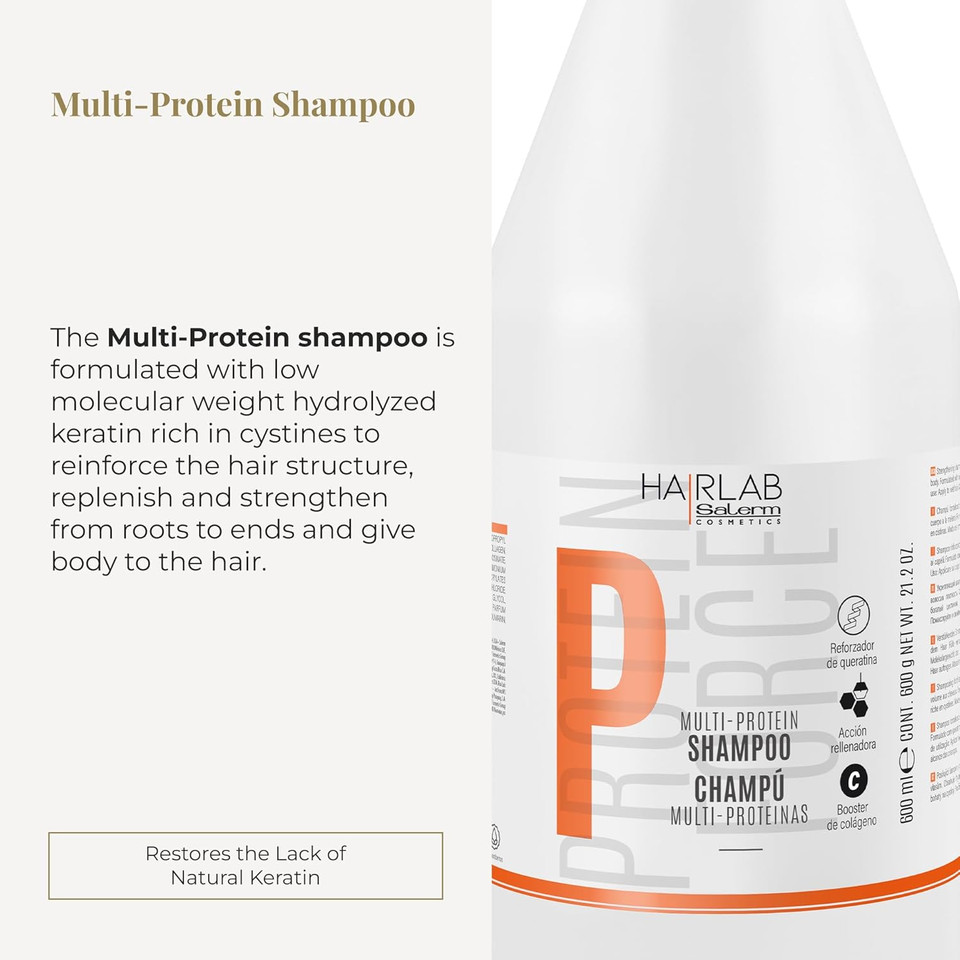 Salerm - Fortifying Shampoo - Multi-Protein Hair Lab Shampoo - 600 Ml - Helps Nourish And Strengthen Hair - Improve Hair Appearance - Paraben-Free