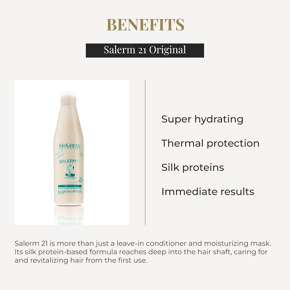 Salerm - Instant Hair Conditioner 21 Silk Protein - 1000 Ml - Leave-In Or Rinse-Out Conditioner - With Silk Proteins - Heat Protector And Hydrating