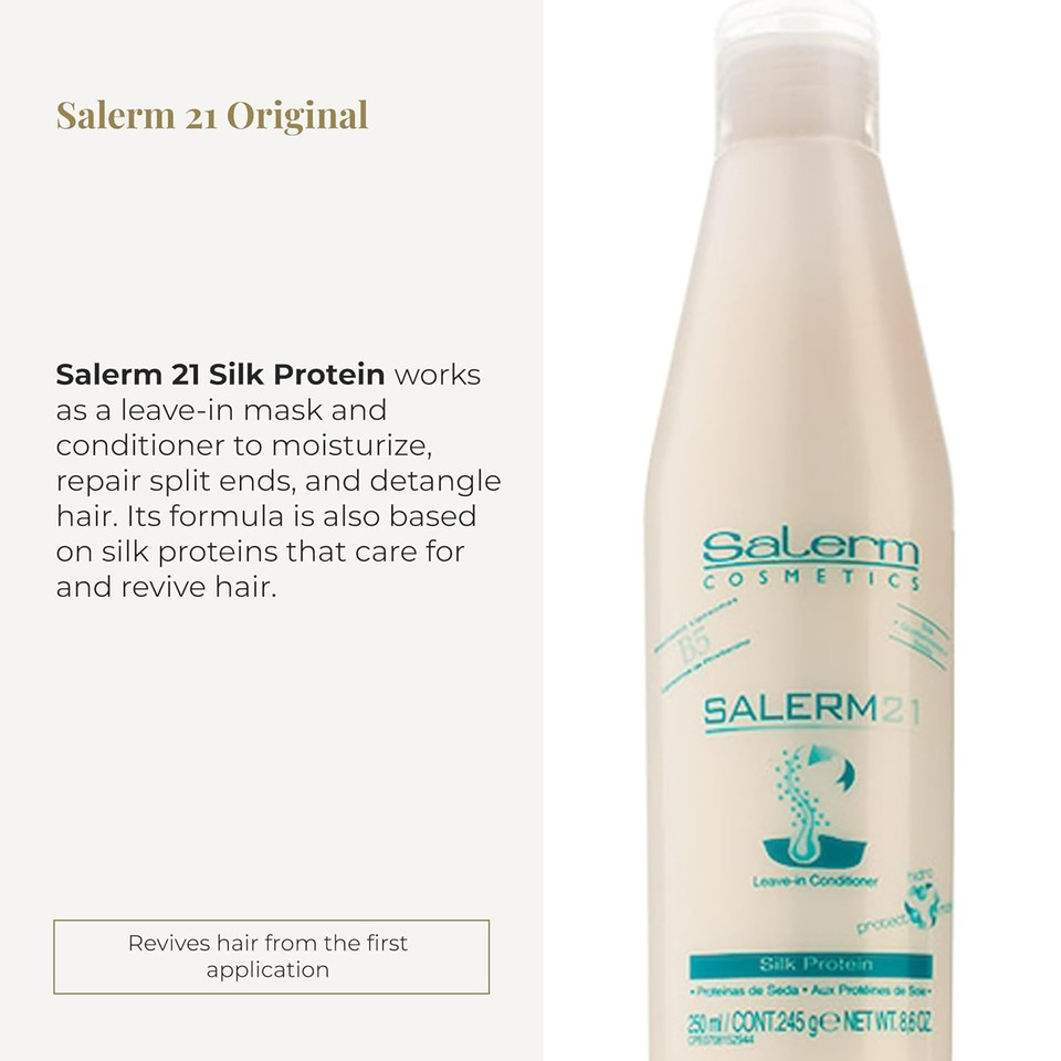 Salerm - Instant Hair Conditioner 21 Silk Protein - 250 Ml - Leave-In Or Rinse-Out Conditioner - With Silk Proteins - Heat Protector And Hydrating