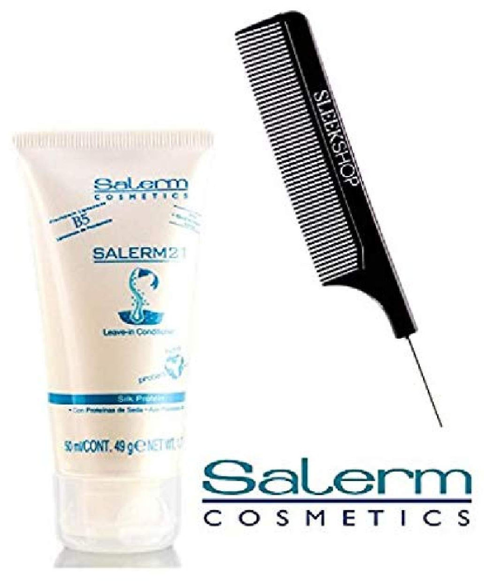 Salerm Cosmetics 21 Leave-In Conditioner, B5 Provitamin Lipsomes & Silk Protein (With Sleek Steel Pin Tail Comb) Salerm 21 Leavein Leave In Conditioner Hair Cream (6.9 Oz - Tube Size)