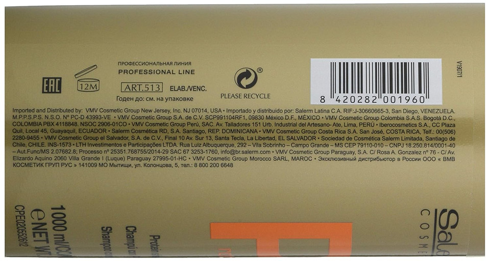 Salerm Cosmetics Protein Shampoo, 36 Ounce/1000 Ml