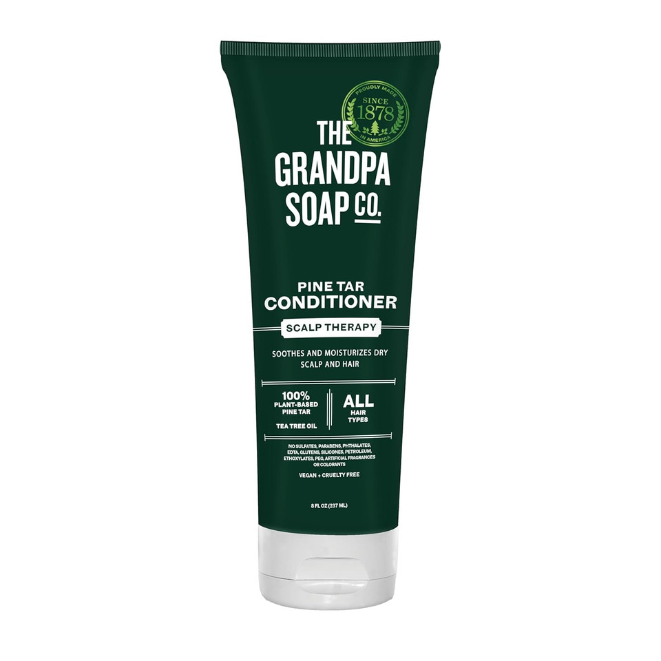 The Grandpa Soap Company Pine Tar Conditioner - Sooths And Moisturizes Dry Scalp, With Pine Tar And Tea Tree Oil, All Hair Types, Vegan, Sulfates And Parabens Free, 8 Fl Oz