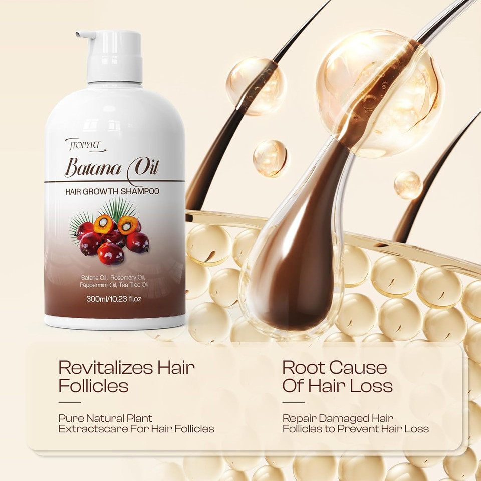 Batana Oil Shampoo: Hair Growth Shampoo With 7 Botanicals Oil For Thinning Hair Damaged Hair Quality For Men/Women Daily Hair Care At Home 10.23 Fl.Oz