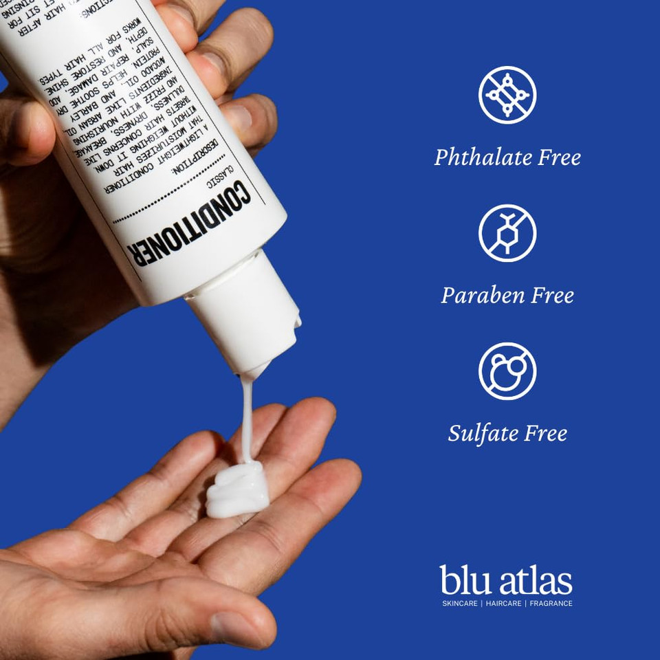 Blu Atlas Men'S Natural Conditioner  Organic, Sulfate-Free, Paraben-Free  Deep Moisturizing & Scalp Soothing  Classic Scent (Bergamot, Sage, Patchouli)  Made In America  8 Oz