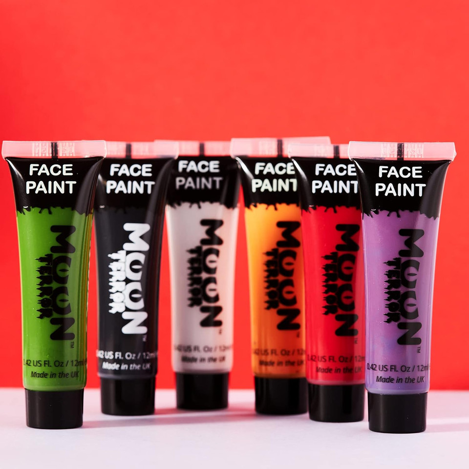Halloween Face Paint Body Paint By Moon Terror - Set Of 6 - Sfx Make Up, Special Effects Make Up - 0.40Fl Oz